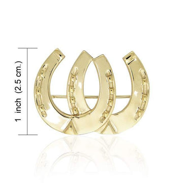 Horseshoes Equestrian Gold Vermeil Brooch VBC070 - Jewelry